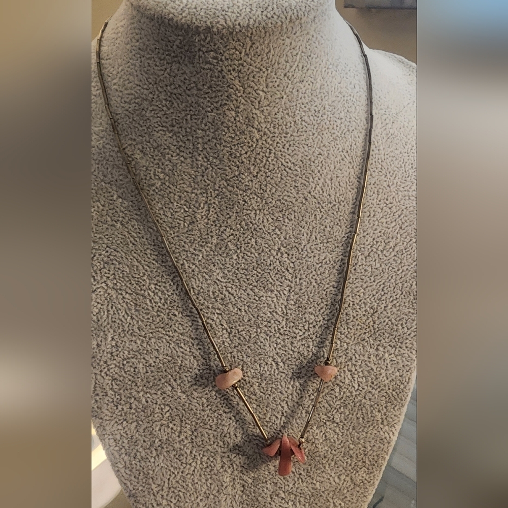 Elegant Pink and Silver Tone Necklace With Tourmaline Pendant